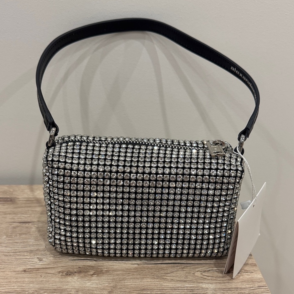 Elegant Silver Crystal-Embellished Women's Bag